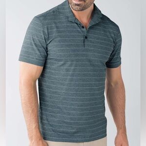 Lululemon Men’s XXL Blue Striped Propel Polo Shirt
